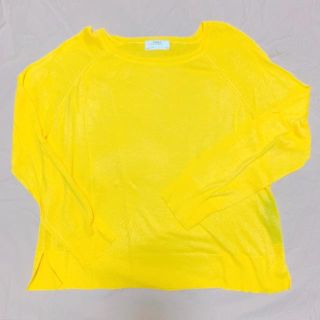 ザラ(ZARA)の【美品】サマーニット 長袖 薄手 イエロー 黄色(ニット/セーター)