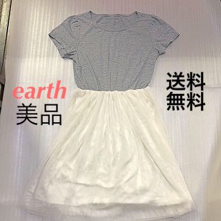 アースミュージックアンドエコロジー(earth music & ecology)のアース半袖ワンピース(ひざ丈ワンピース)