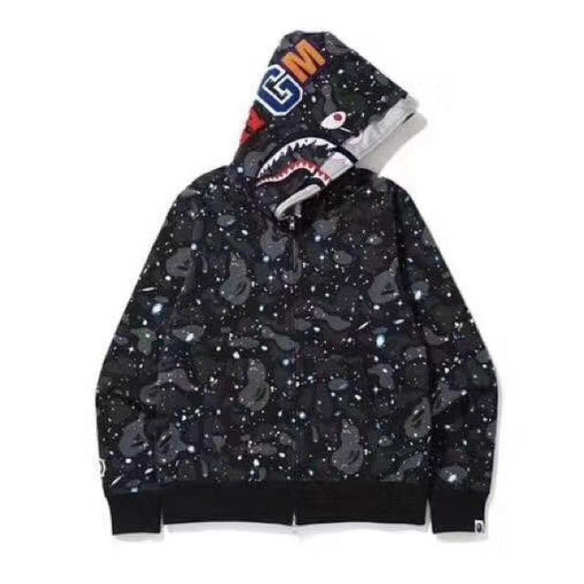 bape SPACE CAMO SHARK FULL DOUBLE HOODIE