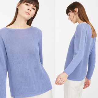 マックスマーラ(Max Mara)の未使用 5万円マックスマーラ  ピュア リネン ニット ブルー(ニット/セーター)