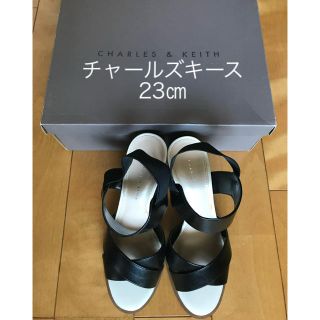 チャールズアンドキース(Charles and Keith)の#サンダル#チャンキーヒール#23㎝＃ブラック(サンダル)