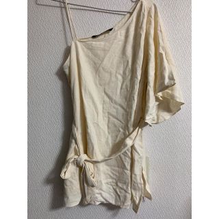 ザラ(ZARA)の新品 ZARA リネンアシメトップス(カットソー(半袖/袖なし))