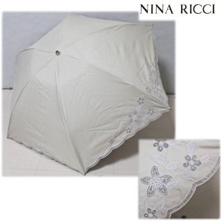 ニナリッチ(NINA RICCI)の《ニナリッチ》新品 晴雨兼用折りたたみ傘 刺繍 1級遮光生地 サマーシールド (傘)