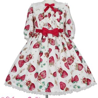 アンジェリックプリティー(Angelic Pretty)のRoyal Crown Berry 白 ワンピース 新品 値下げ(ひざ丈ワンピース)