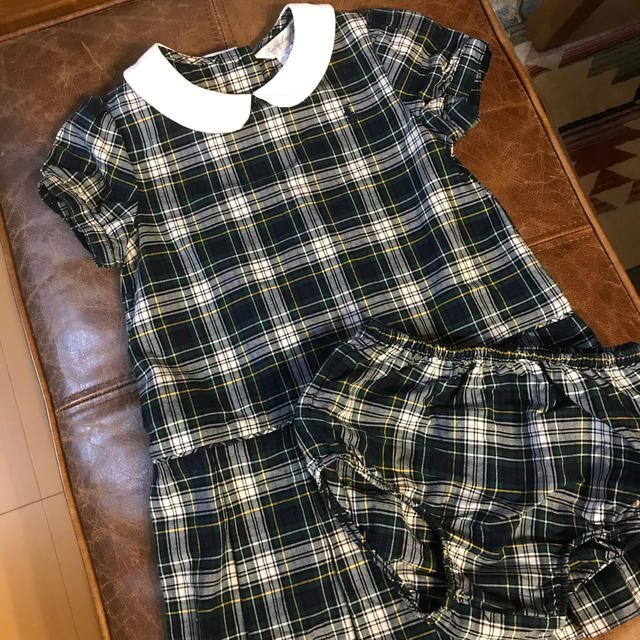 Ralph Lauren(ラルフローレン)のラルフローレン　チェックワンピース　プリーツ　インナーパンツ　24m 90cm キッズ/ベビー/マタニティのキッズ服女の子用(90cm~)(ワンピース)の商品写真