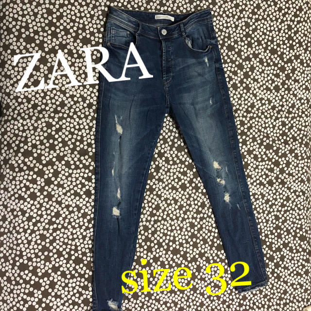 ZARA(ザラ)のZARA ダメージデニム 32 レディースのパンツ(デニム/ジーンズ)の商品写真