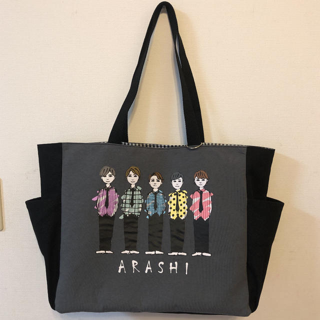 嵐　展覧会　Tシャツ　リメイク　ハンドメイド　サイドポケット　トート　バッグ