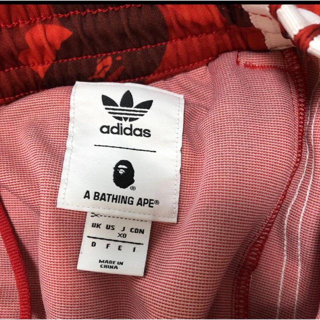 A BATHING APE - adidas bape トラックパンツ ジャージ XO REDの A BATHING APE - adidas bape トラックパンツ ジャージ XO REDの