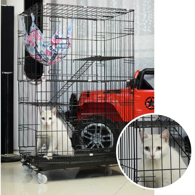 訳あり品 ペット用ケージ 猫 小動物 2段 ゲージ 2～3段組み立て式☆①