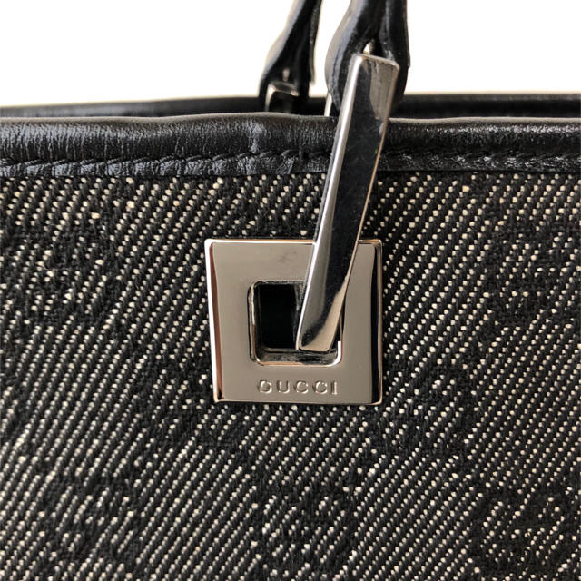 Gucci(グッチ)の☆中古☆GUCCI グッチ トートバッグ 黒×グレー GGキャンバス レザー レディースのバッグ(トートバッグ)の商品写真