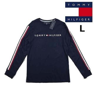 トミーヒルフィガー(TOMMY HILFIGER)のトミー ヒルフィガー ロンT フラッグロゴ カラーライン(L)紺 181214(Tシャツ/カットソー(七分/長袖))