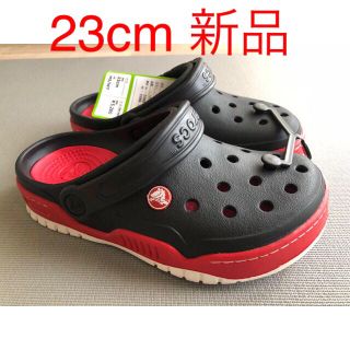 クロックス(crocs)のクロックス Crocs 23cm ブラック/レッド(サンダル)