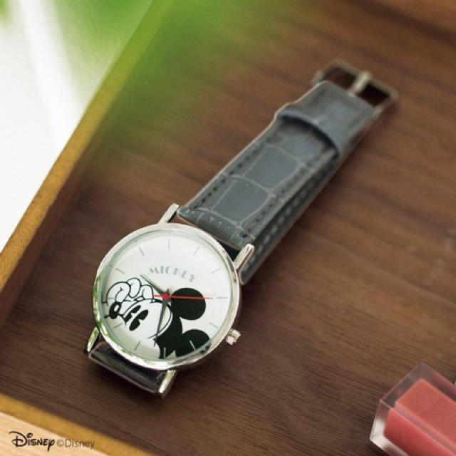 ミッキーマウス　クロコレザー調　時計 レディースのファッション小物(腕時計)の商品写真