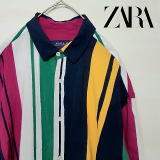 ザラ(ZARA)のZARA MAN ストライプ 半袖シャツ S 38 メンズ(シャツ)