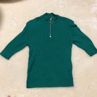 エイチアンドエイチ(H&H)のH＆M 新品未使用  グリーン半袖ニット  タグ付き(ニット/セーター)