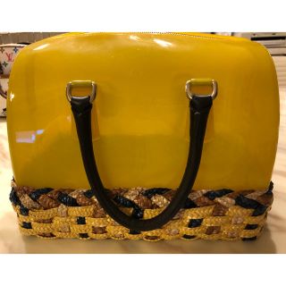 フルラ(Furla)のFURLA  ボストン　カゴ　イエロー　(ハンドバッグ)