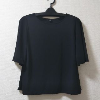 ユニクロ(UNIQLO)のユニクロ クレープジャージーT ブラック(Tシャツ(半袖/袖なし))