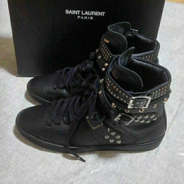 SAINT LAURENT ハイカット レザースニーカー 【激安大特価!】 13000円