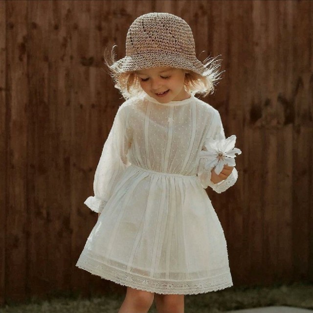 Bonpoint(ボンポワン)の4Y♡tocoto vintage Plumeti lace dress キッズ/ベビー/マタニティのキッズ服女の子用(90cm~)(ワンピース)の商品写真