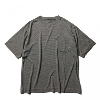 コモリ(COMOLI)のcomoli 19ss ウール天竺クルーネック ボーダー サイズ1(Tシャツ/カットソー(半袖/袖なし))