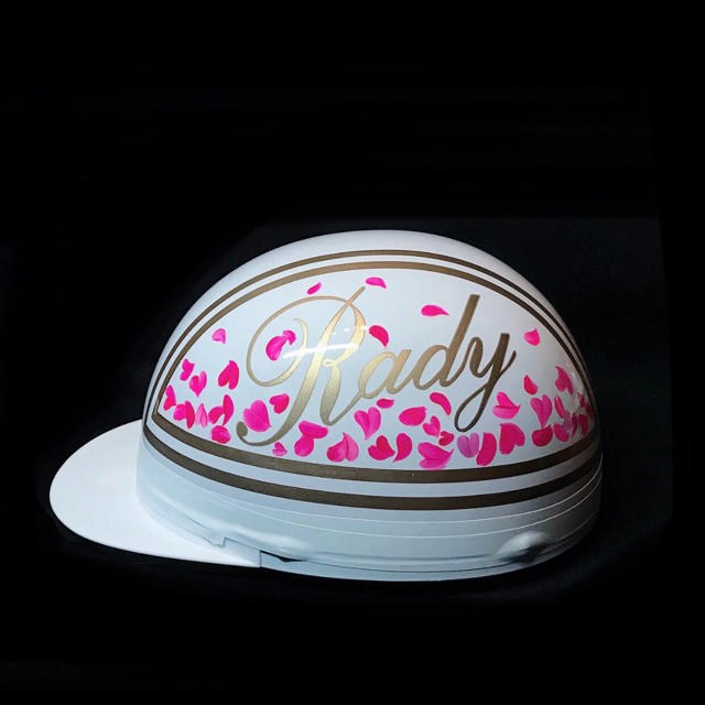 capカスタムペイントヘルメット レディRady リゾフラ 金 フラワー pink帽子