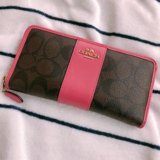 コーチ(COACH)のコーチ シグネチャー ブラウン×ピンクルビーラグジュアリー☆(財布)