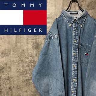 トミーヒルフィガー(TOMMY HILFIGER)の【激レア】トミージーンズ☆ フラッグ刺繍ロゴ・ロゴタグビッグデニムシャツ 90s(シャツ)