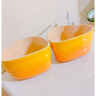 ルクルーゼ(LE CREUSET)のル・クルーゼ ハート オーブンウェア 2つセット イエロー(食器)