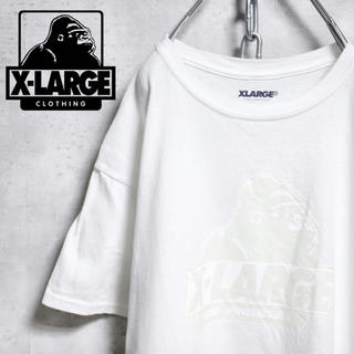 エクストララージ(XLARGE)の古着 XLARGE ビッグロゴ ゴリラ Tシャツ 白 ロゴ　エクストララージ(Tシャツ/カットソー(半袖/袖なし))