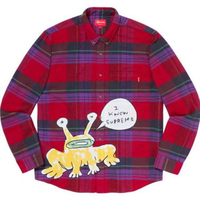 XL Supreme Daniel Johnston Plaid Shirt 赤