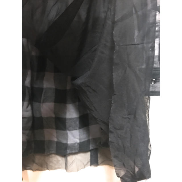 LOWRYS FARM(ローリーズファーム)のチェックシャツ  シャツ ワンピース  チュールスカート ブロックチェック 黒 レディースのワンピース(ひざ丈ワンピース)の商品写真