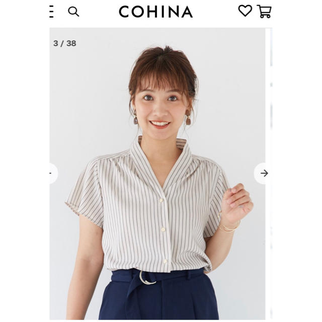 【ぺこ様専用】美品　cohina フレアスリーブスキッパーシャツ レディースのトップス(シャツ/ブラウス(半袖/袖なし))の商品写真