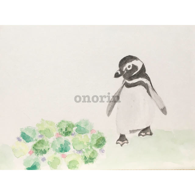 わんこ様専用❤︎水彩画❤︎ペンギンのお散歩 | フリマアプリ ラクマ