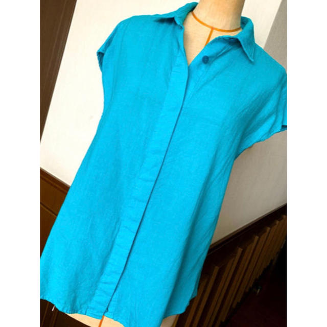 VIAGGIO BLU(ビアッジョブルー)のビアッジョブルー 麻混 フレンチスリーブシャツ  サイズ 1 レディースのトップス(シャツ/ブラウス(半袖/袖なし))の商品写真