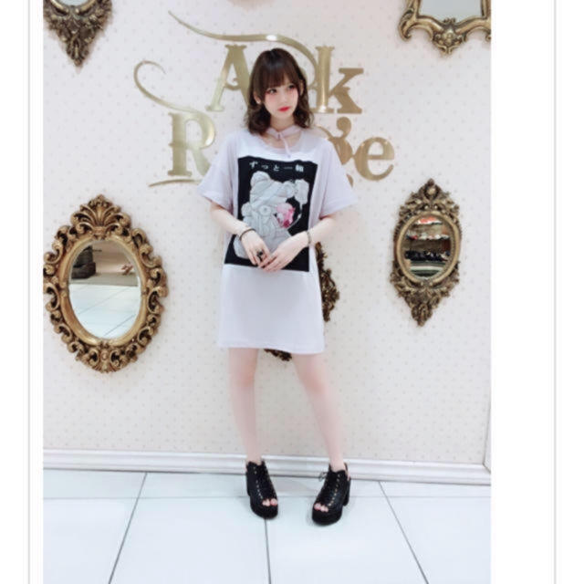 Ank Rouge(アンクルージュ)のAnk Rouge ずっと一緒 BIG Tシャツ  ラベンダー包帯くま メンヘラ レディースのトップス(Tシャツ(半袖/袖なし))の商品写真