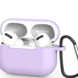 AirPods Pro ケース シリコン素材 カバー パープル(ヘッドフォン/イヤフォン)