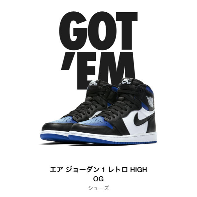 靴/シューズNIKE AIR Jordan1 ロイヤル　27.5