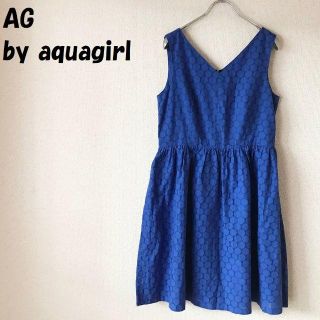 エージーバイアクアガール(AG by aquagirl)の【人気】AG by aquagirl 水玉ノースリーブワンピース ブルー M(ひざ丈ワンピース)