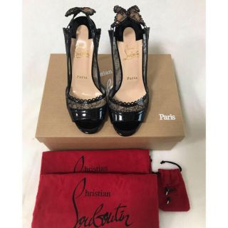 クリスチャンルブタン(Christian Louboutin)のルブタン　サンダル37 黒レースバタフライ　極美品　シューズ箱付き　銀座店購入(ハイヒール/パンプス)