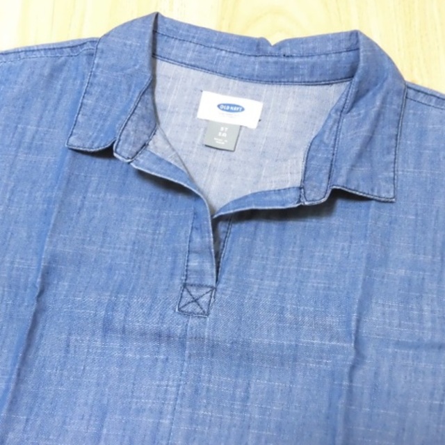 Old Navy(オールドネイビー)の新品・OLD NAVY 半袖シャツワンピース・110cm キッズ/ベビー/マタニティのキッズ服女の子用(90cm~)(ワンピース)の商品写真