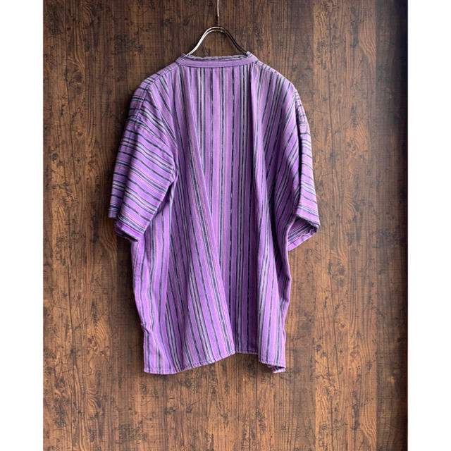 ビンテージ  スタンドカラーコットン半袖シャツ/グランパシャツ 14 メンズのトップス(シャツ)の商品写真
