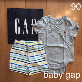 ベビーギャップ(babyGAP)の新作★baby gapロンパース＆ショートパンツセット90(ロンパース)