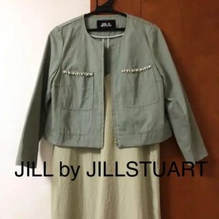 ジルバイジルスチュアート(JILL by JILLSTUART)のcoco_ne様専用　ジルスチュアート　ショート丈グリーンジャケット(ノーカラージャケット)