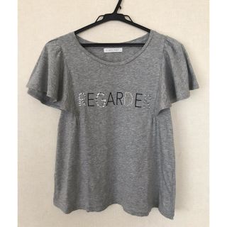 ローリーズファーム(LOWRYS FARM)のローリーズファーム 肩フリルTシャツ グレー Ｍ(Tシャツ(半袖/袖なし))