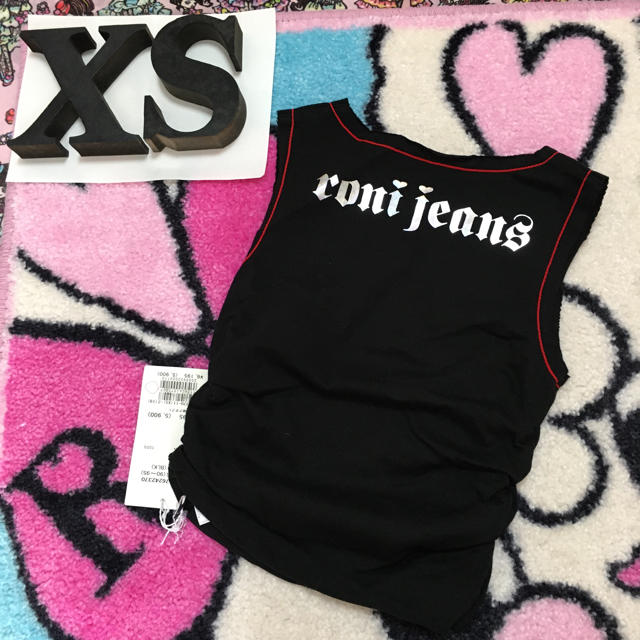 RONI(ロニィ)の新品タグ付き★RONI★両サイドシャーリングタンクトップ★XS キッズ/ベビー/マタニティのキッズ服女の子用(90cm~)(Tシャツ/カットソー)の商品写真