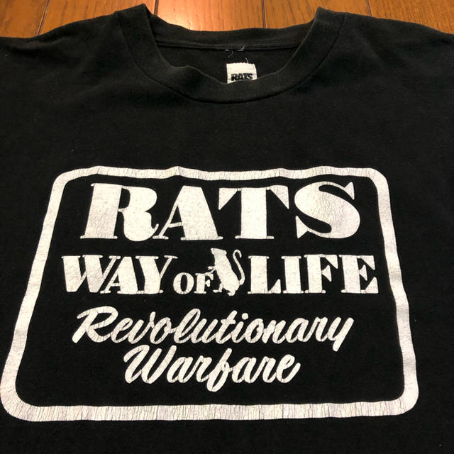 RATS - Lサイズ！RATS ラッツ 古着半袖Tシャツ 黒 色褪せアタリ感プリント割れ有りの通販 by 古畑堂's shop｜ラッツならラクマ