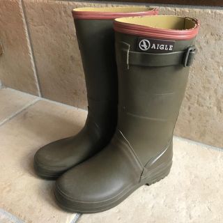 エーグル(AIGLE)のお値下げ！AIGLE レインブーツ19.5cm カーキ　男女　梅雨準備(長靴/レインシューズ)