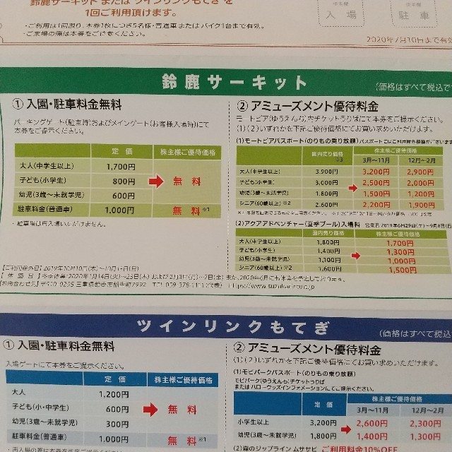 鈴鹿サーキット 株主優待 本田技研 クーポン ツインリンクもてぎ  遊園地   チケットの施設利用券(遊園地/テーマパーク)の商品写真