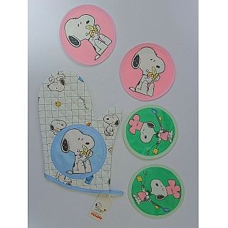 スヌーピー(SNOOPY)の鍋つかみ&コースター4点(収納/キッチン雑貨)