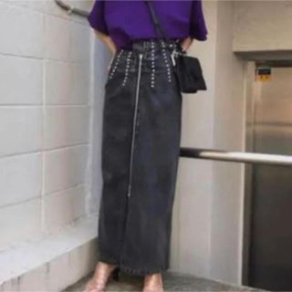 アメリヴィンテージ(Ameri VINTAGE)の先着順★Ameri VINTAGE STUDS LINE DENIM SKIRT(ロングスカート)